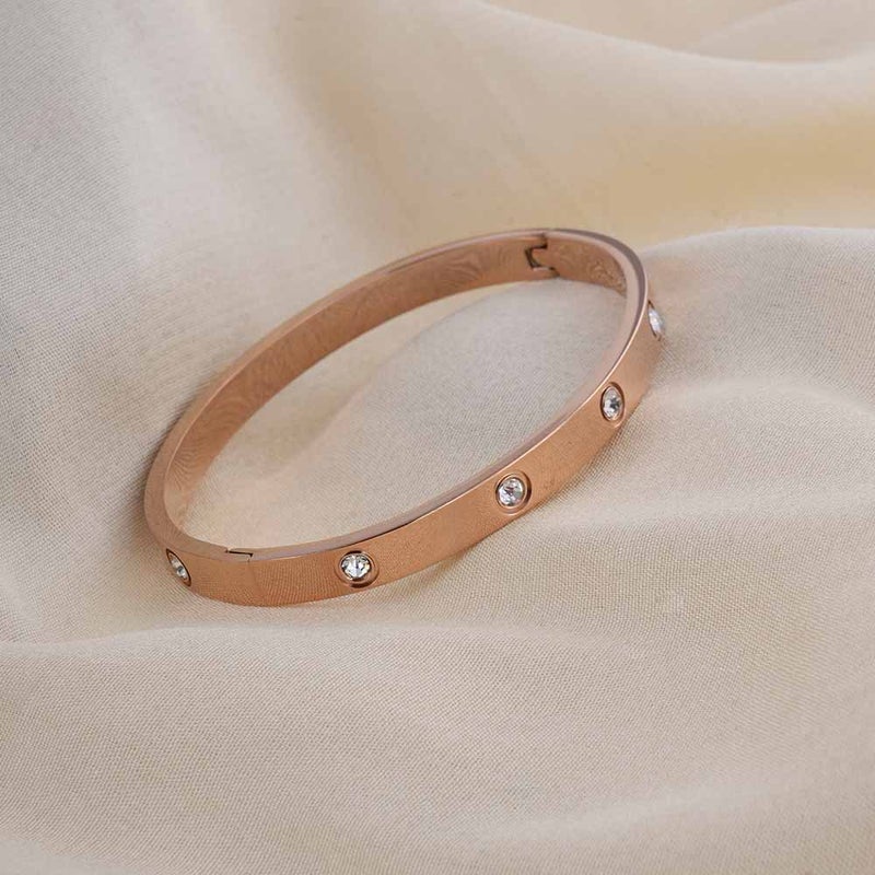 PALMONAS Crystal Love Bangle Bracelet for Women - Waterproof & Anti-Tarnish - Image 1